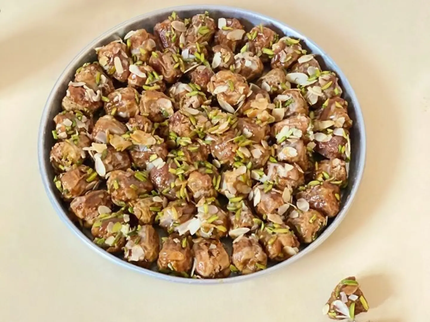 Tin Plate Containing Forty Five Stuffed Dates