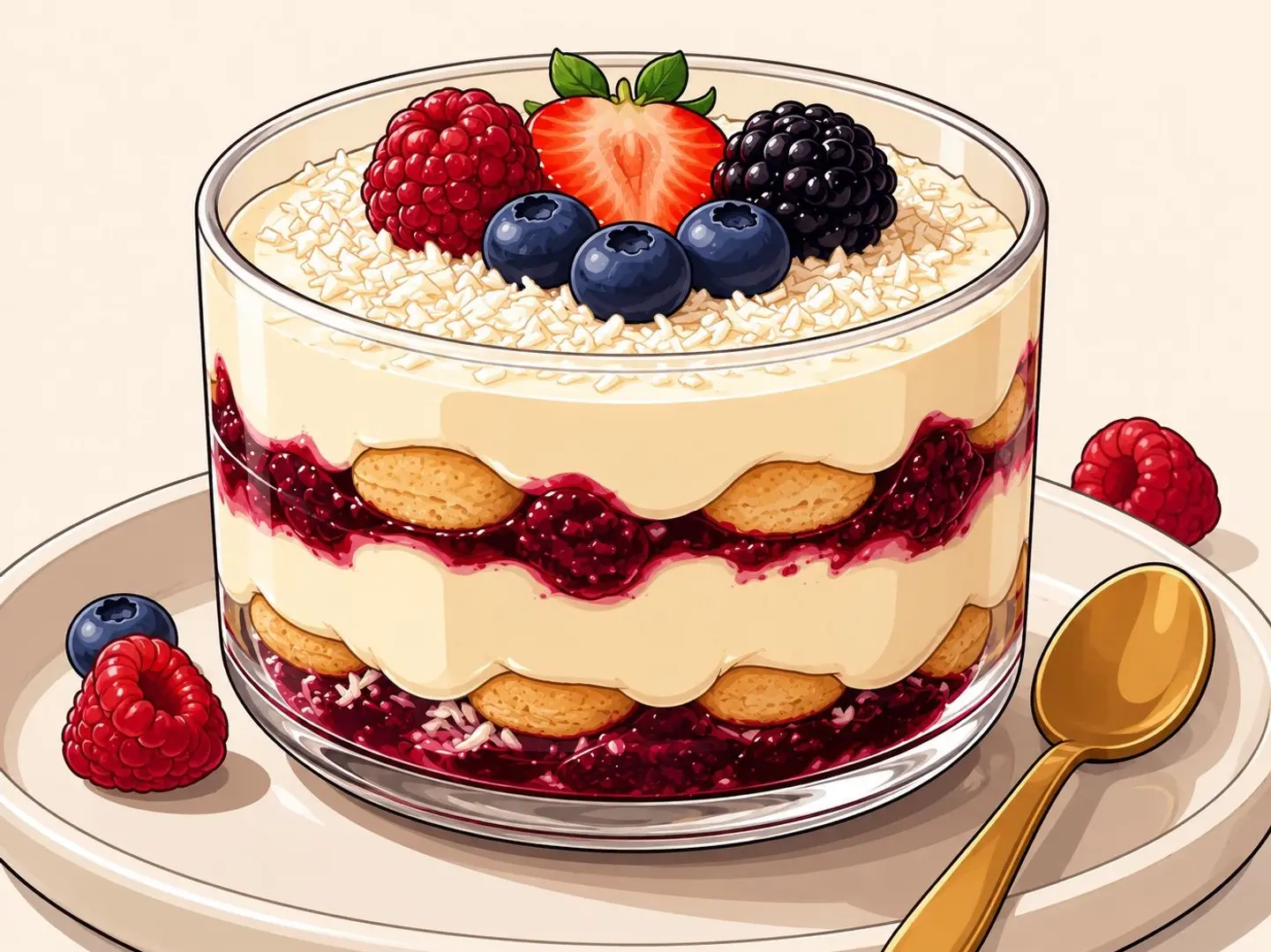 Tiramisu With Coconut And Berry